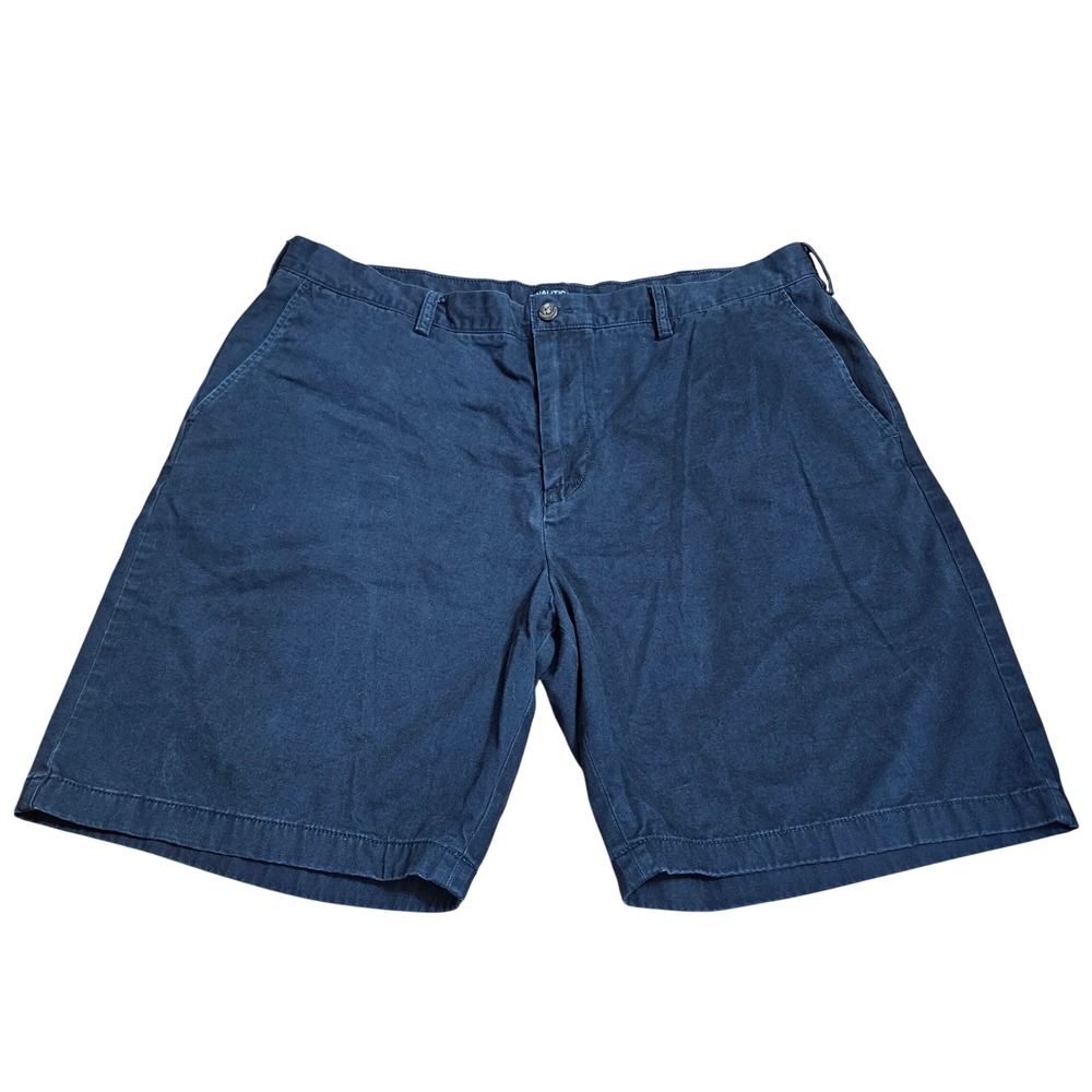 Nautica Mens Classic Fit Navy Blue Chino Shorts 100% Cotton Size 42W